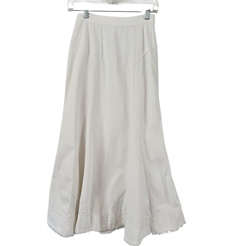 NWD Madewell Fluted Denim Midi Skirt Tile White Womens Size 23 - Picture 5 of 13